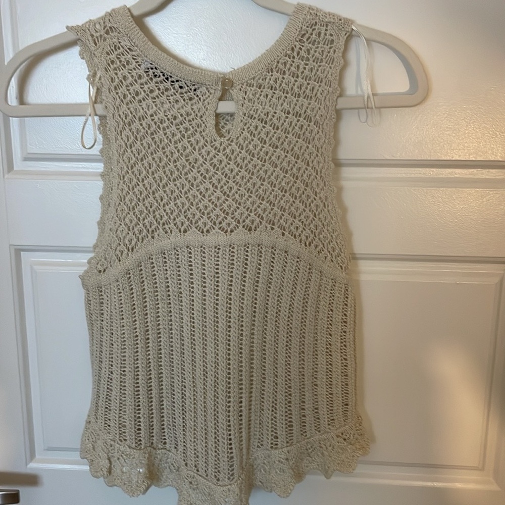 Zara Knit/croquet tank top in tan